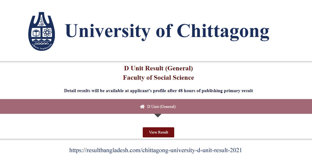Chittagong University D Unit Result 2021
