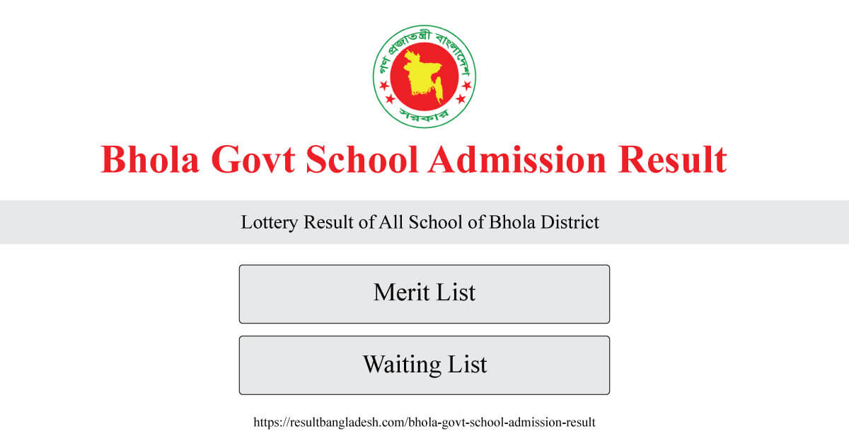 Bhola Govt School Admission Result 2022