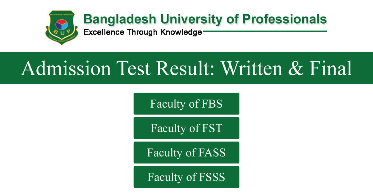 Bup Admission Result 2024 Pdf Fbs Fst Fass Fsss 