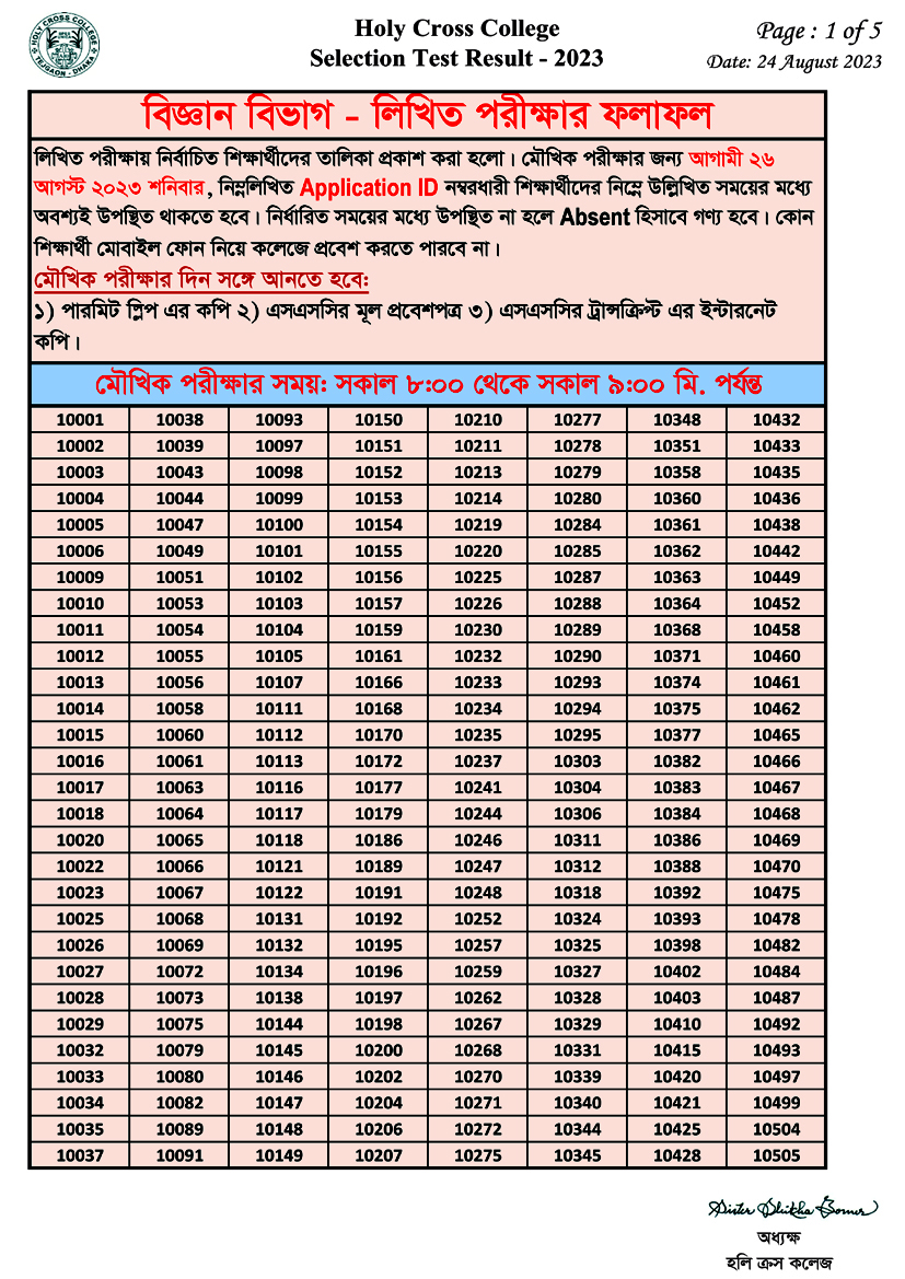 Dhaka Holy Cross College Admission Circular 2024 Apply Online