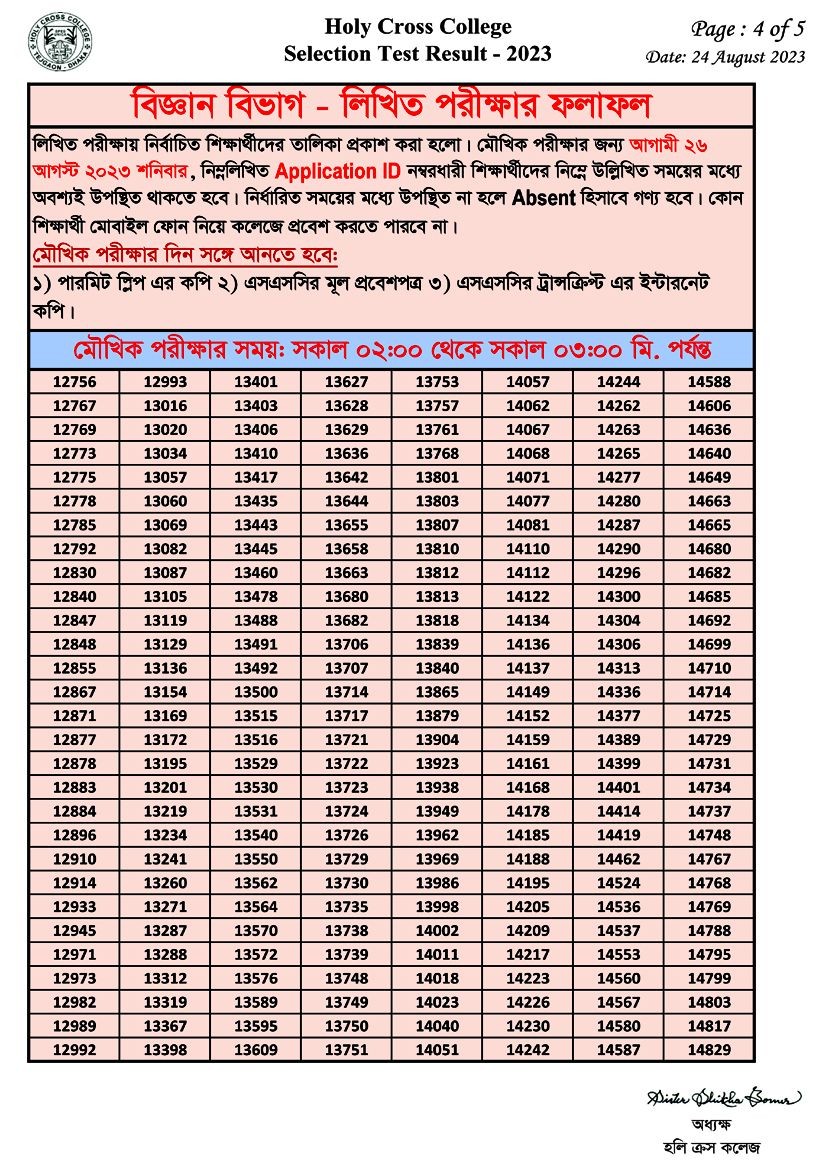 Dhaka Holy Cross College Admission Circular 2024 Apply Online