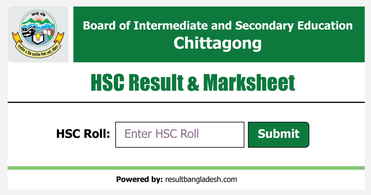 Chittagong Board HSC Result Marksheet