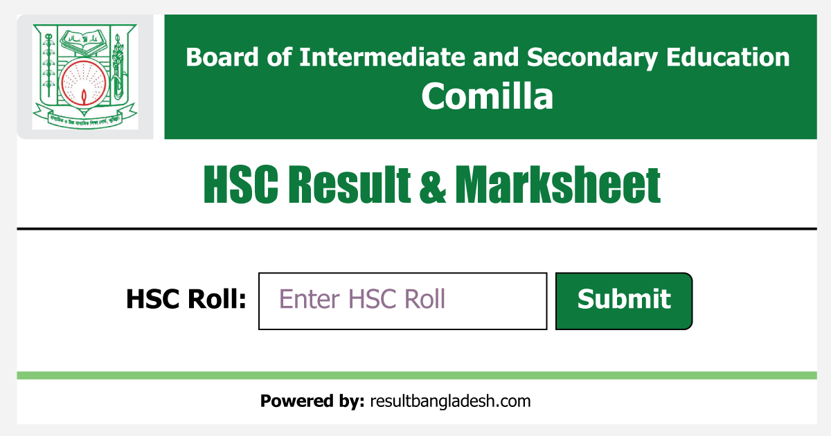 Comilla Board HSC Result Marksheet