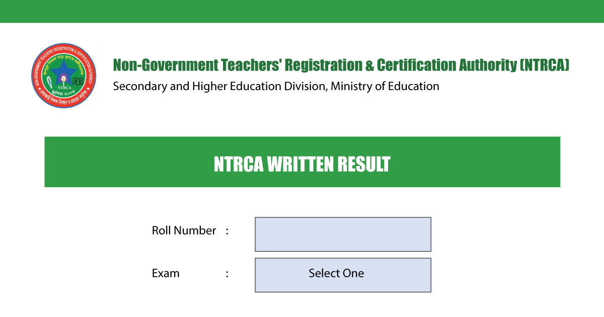 NTRCA Written Result 2020
