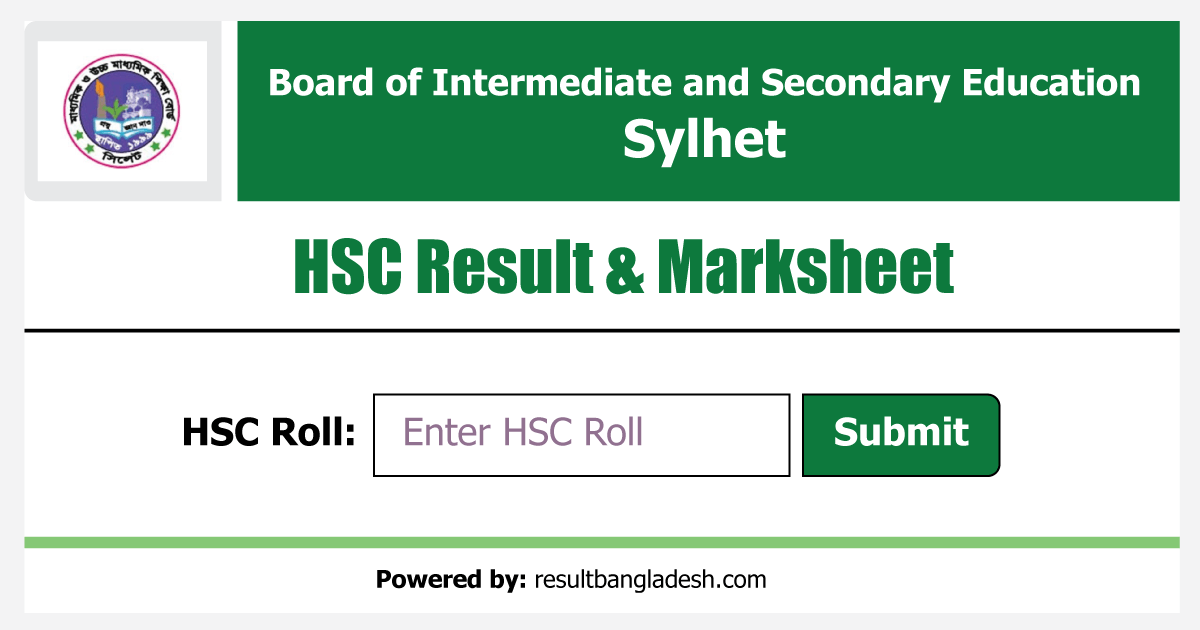 Sylhet Board HSC Result Marksheet
