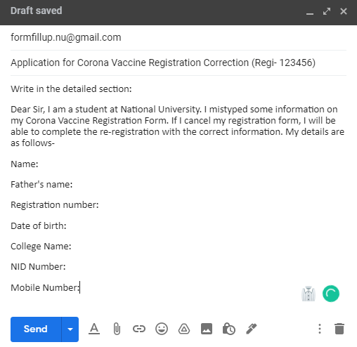 NU Covid Vaccine Registration Correction