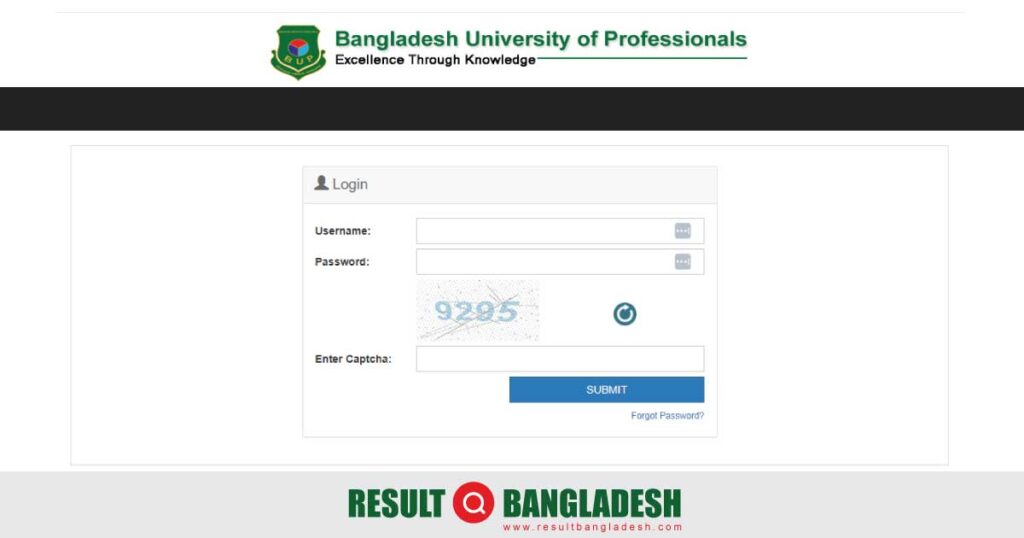 BUP Admission Admit Card