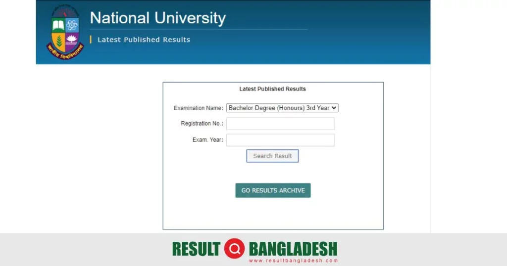 Honours 3rd Year Result