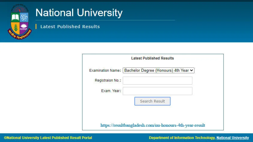 NU Honours 4th Year Result