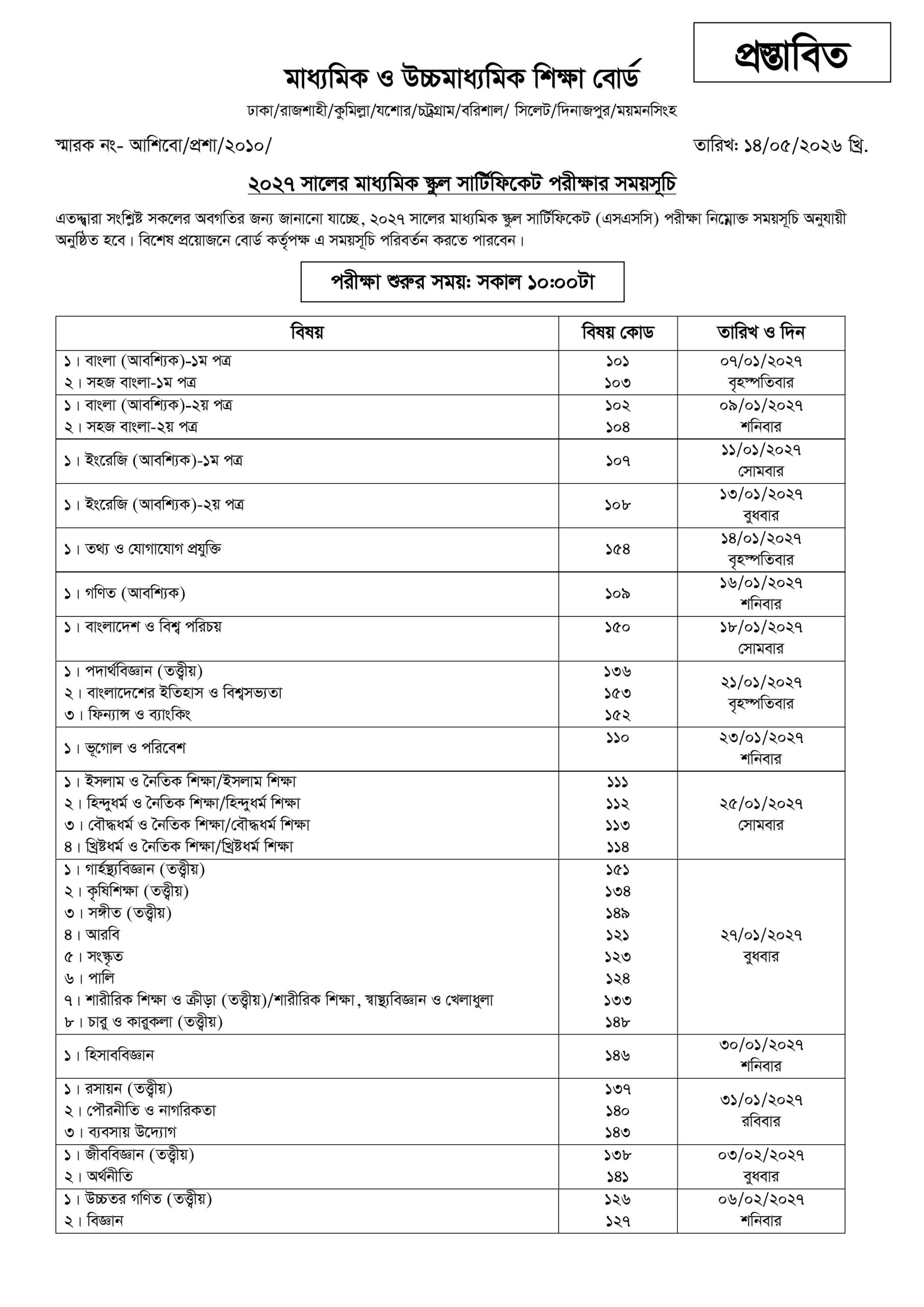 SSC Routine 2027 Image